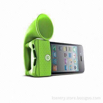 Mini Silicone Speaker for Apple's iPhone4, with Holder Horn Case Stand Amplifier